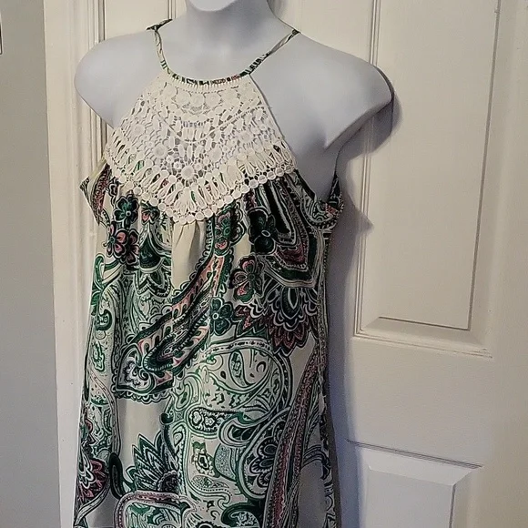 Shein Crochet Detail Boho Style Halter Dress - Picture 3 of 10